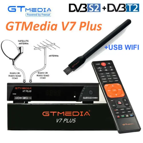 GTMEDIA V7PLUS DVB-S2 1080P HD спутниковый ресивер+ USB wifi Поддержка cccam ACS ACM Португалия Испания Германия Россия DVB-T2 декодер