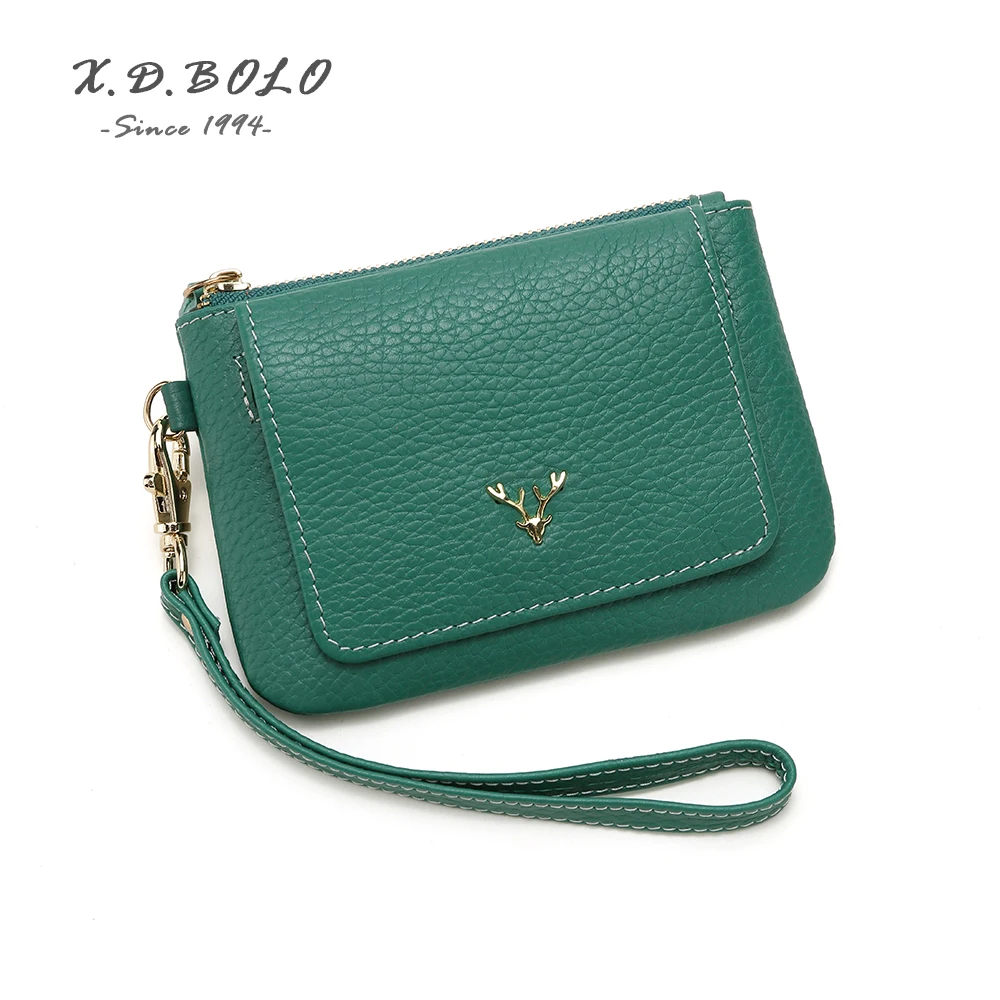 

X.D.BOLO Wallet Short Women Wallets Zipper Purse Genuine Leather Wallets Coin Purse Card Holder Leather Money Bag Female Wallet