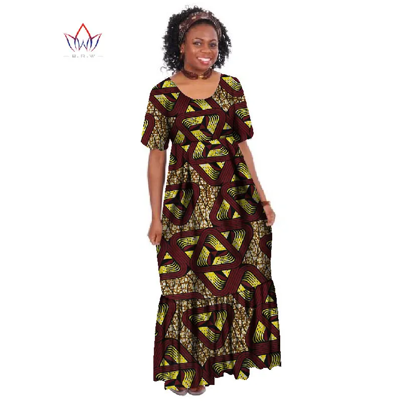 

New Summer Robe Africaine Femme African Clothing For Women Bazin Rich Plus Size Long Dress African Wax Print Dresses WY255