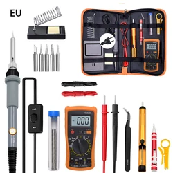 Kit de fer à souder électrique 19 pièces en 1, chauffage réglable, multimètre numérique Portable, outil de travail de retouche 