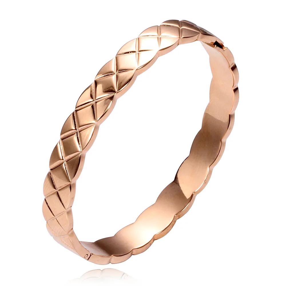 Дизайн, розовое золото, титановый браслет из нержавеющей стали, Модный Ювелирный браслет, браслет для женщин - Окраска металла: rose