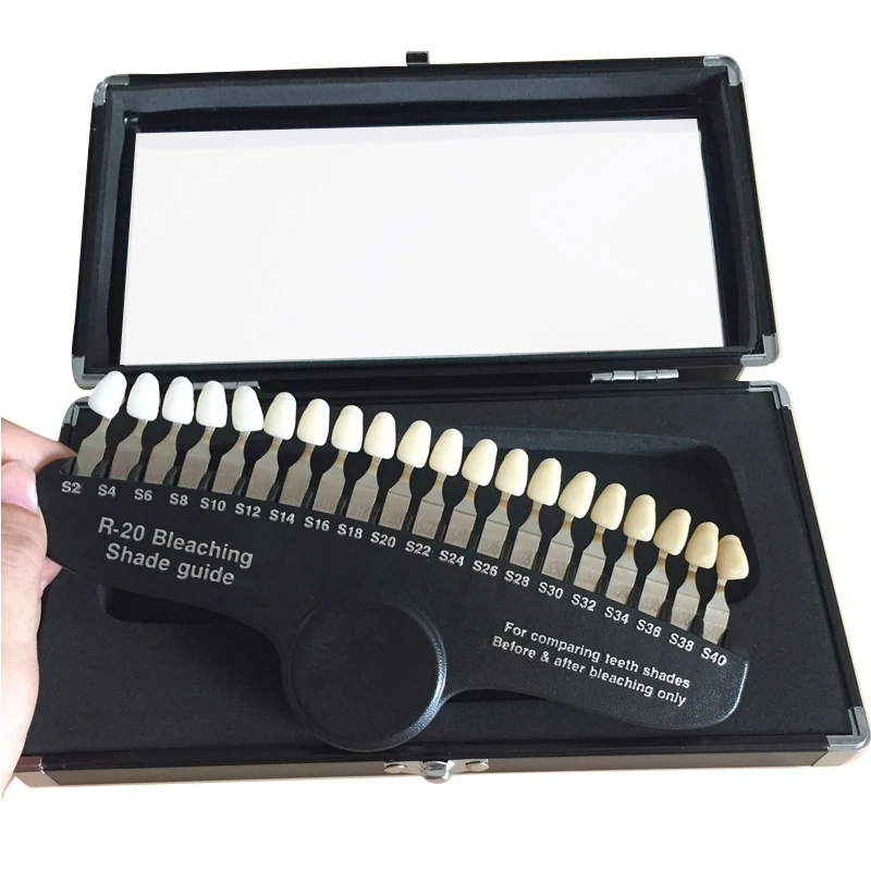 Set di sbiancamento dei denti a 20 colori guida alle tonalità 3D comparatore di colori specchio odontoiatria denti a luce fredda piastra dentale sbiancante bianca
