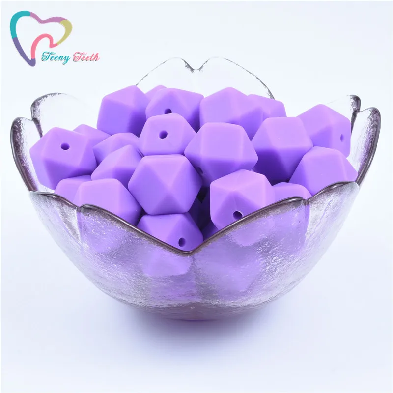 Violet 20 шт 14 мм шестигранные Силиконовые Прорезыватели для зубов, Детские Прорезыватели, экологически чистые, без бисфенола, Детские Прорезыватели, пустышки, цепочки, бусины, детские товары - Цвет: Violet