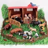 Realistic Lifelike Farm and House Model Craftsmanship House Animal Figures Playset Home Decor 3
