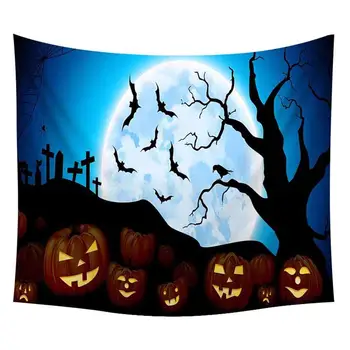 

Polyester Halloween tapestrycase for Party Decor Pumpkin Moon Pattern Graveyard Tapestry