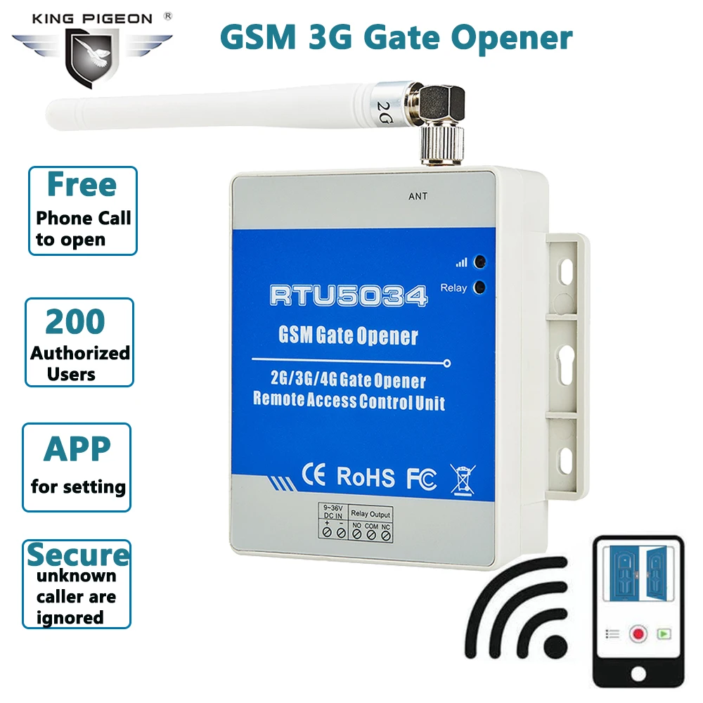 Gate Opener Relé Interruptor de control de acceso remoto inalámbrico para GSM 3G 