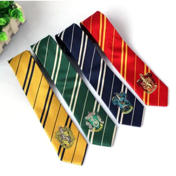 

Hogwarts School ties for film fans gryffindor Slytherin Ravenclaw Hufflepuff badge designer tie necktie Neckwear for people