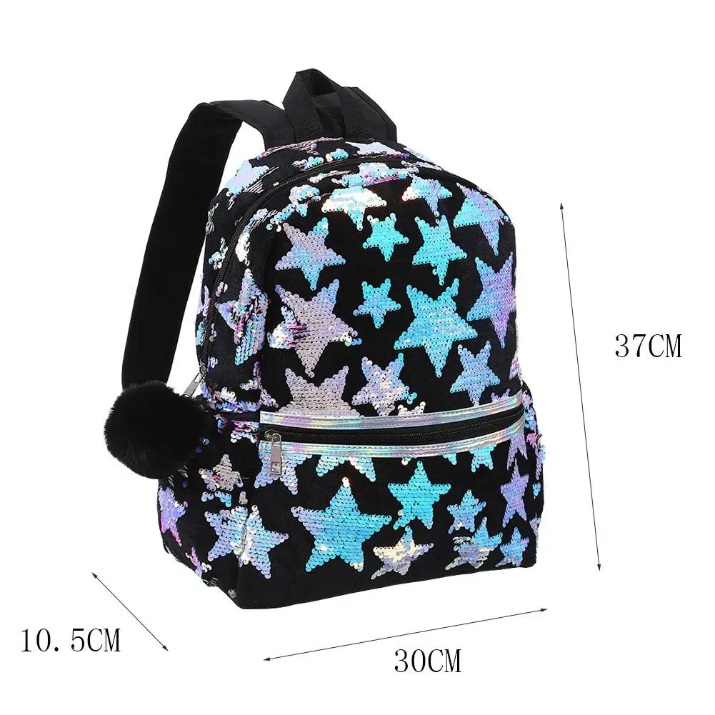 Модная женская сумка с рисунком из мультфильма, черный блестящий Блестящий рюкзак со звездой, повседневный рюкзак для девушек, модные рюкзаки