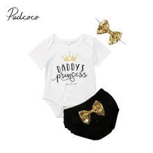 Г. Летняя одежда для малышей комбинезон принцессы для новорожденных девочек+ Бант с пайетками, штаны из тюля повязка на голову, комплекты одежды из 3 предметов