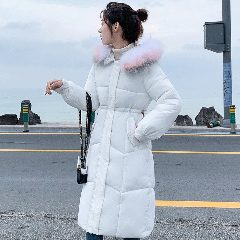 

2019 New Parkas Female Women Winter Coat Thickening Cotton Solid Jacket Fashion Fur Hooded Outwear Parkas For Women Plus Size