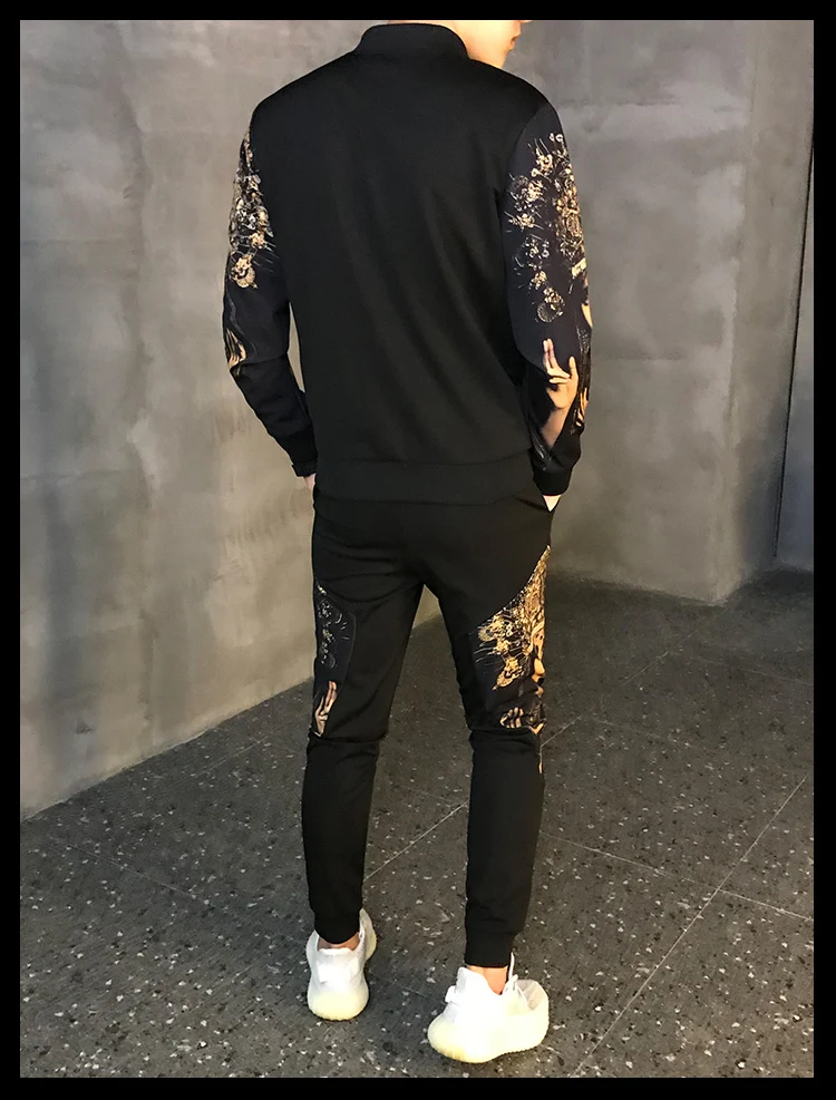 Casual Active Suit Zipper Outwear 2PC Jacket+Pants Sets Autumn Men's Sportwear Suit Sweatshirt Tracksuit Without Hoodie Men