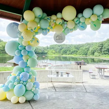 

Global Macaron Blue Green Yellow Balloon Arch Kit Baby Shower Birthday Party Decorations Kids Boy Wedding Backdrop Tape Decor