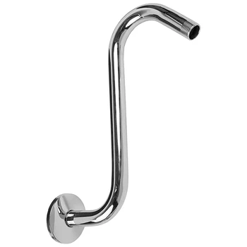

High Rise Shower Arm with Flange,"S" Shaped Shower Head Extension Arm, 10 Inch Chrome Shower Arm Extension
