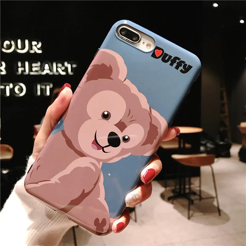 Милый мультяшный аниме розовый медведь чехол для телефона для iPhone 11 pro 6 6S 7 8 Plus XS MAX XR пара Матовая Мягкая IMD задняя крышка Fundas Capa - Цвет: B
