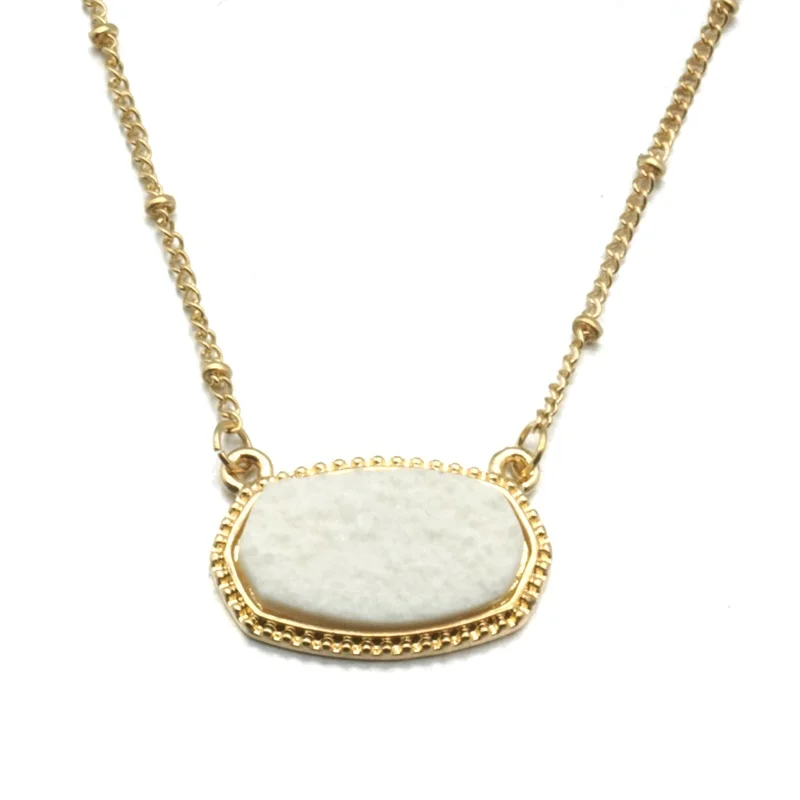Ожерелье с подвеской из смолы Druzy Drusy модные ожерелья шестигранной брендовые