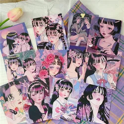 Cute Japanese Caricature Girl Art Decoration Card 12 Sheets Waterproof Double Sided Postcard Diy Wall Sticker Photographic Props