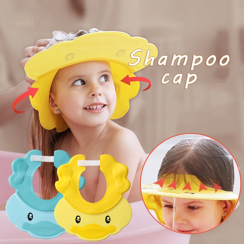 1PCS Cute Cartoon Baby Shower Cap Adjustable Waterproof Shampoo Visor Practical Infant Bath Supplies J99s | Дом и сад