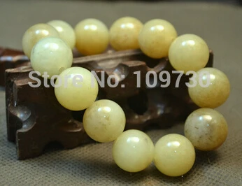 free shipping &gt&gt&gt&gt&gt90971 Rare Royal Chinese Nephrite Yellow Jade Bead bracelet bangle for man | Украшения и аксессуары