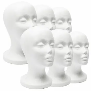 

Female Styrofoam Mannequin Wig Glasses Hat Display Stand Popular Foam Head Model Storage Holders White 1Pc Wig Stands