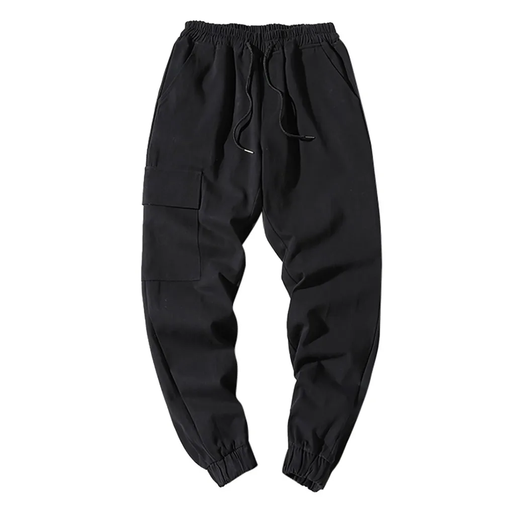 KLV брюки модные брюки карго мужские летние новые стильные комбинезоны повседневные однотонные удобные брюки все сезоны одежда 1212 - Цвет: Black