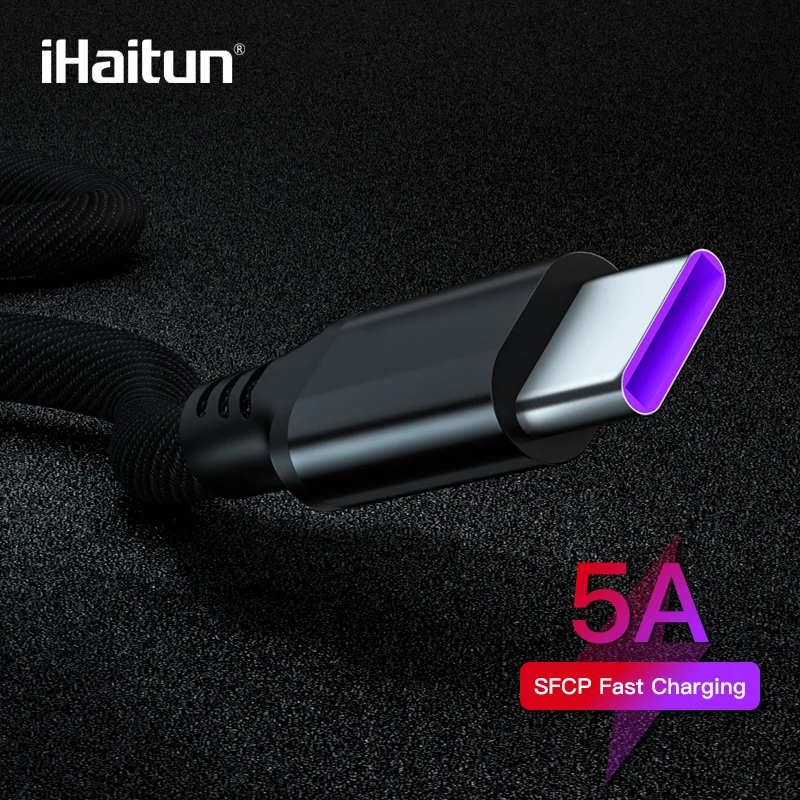 

iHaitun 5A Type C USB Cable For Oneplus 7 6t Samsung S9 Plus USB 3.1 Charger Wire Cord Data For Super Xiaomi Redmi Mi A2 Note 7