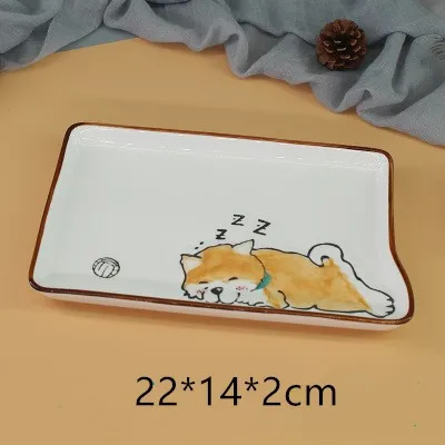 1 22*14 см Корейская прямоугольная керамическая тарелка с милой собачкой домашняя кухонная для хранения аксессуары для хранения ювелирных изделий тарелка для хранения посуды - Цвет: 1