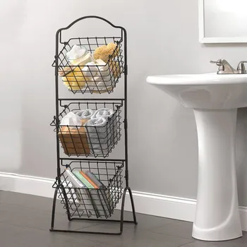 

Three-Layer Removable Storage Basket Fruit And Vegetable Display Rack