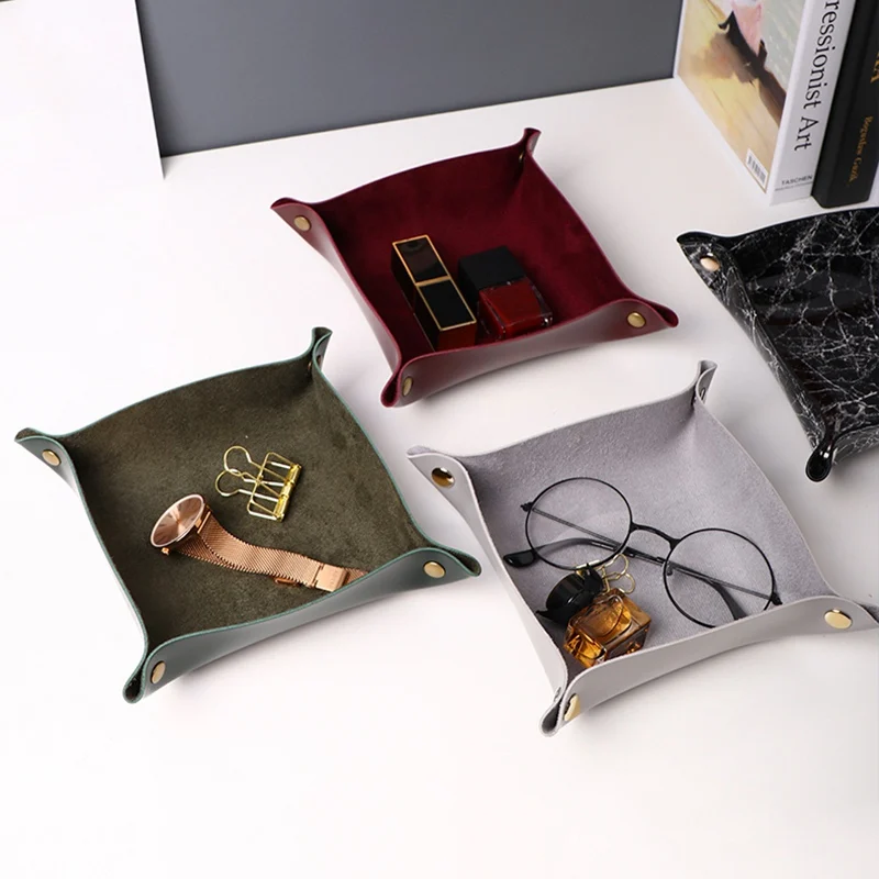 

Hot Selling Storage Trays Square Tray for Jewelry Phone Key Wallet Coin Desktop Storage Box Sundries Bins Table Decoration