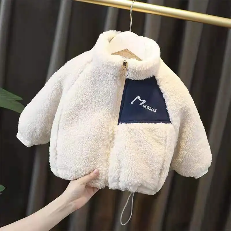 Winter Baby Kids Jacket For Boys Coats Lamb Wool Plus Velvet Thick Coats Christmas Costume For Toddler Children Outwear 1-8 Year kids jackets kids cotton clothes