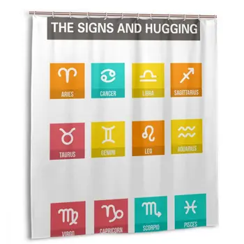 

CHARM HOME Zodiac Signs And Hugging Plastic Shower Curtain 66x72 In Customized Decor Waterproof Polyester Bathroom Curtains