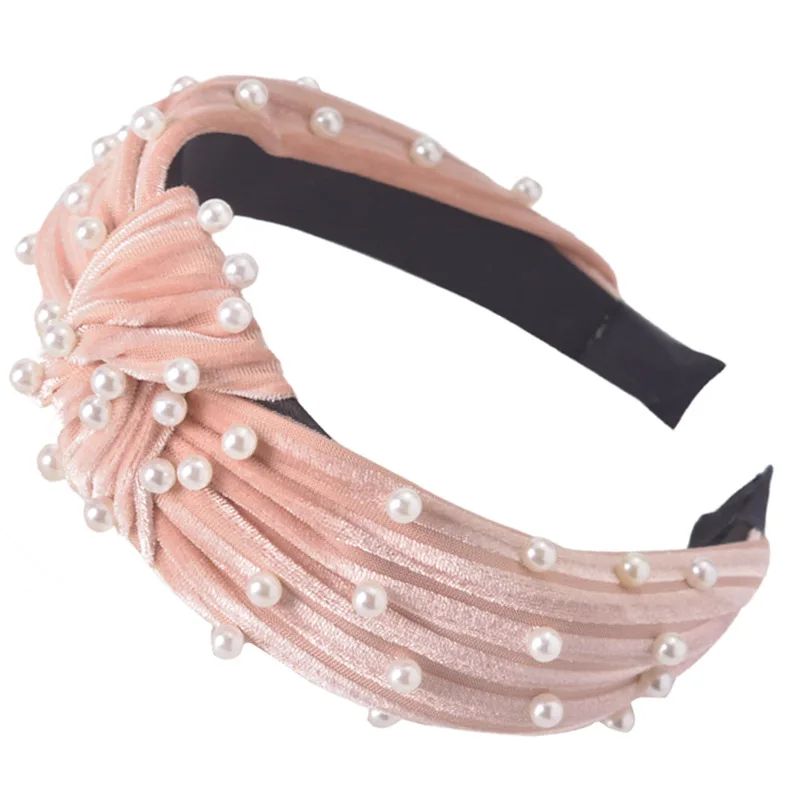 8 видов цветов женский обруч жемчужный заколка-Твистер бант вязаный ребро корейский модный узел перекрестный галстук бархатный головной убор повязки для волос для торгового центра