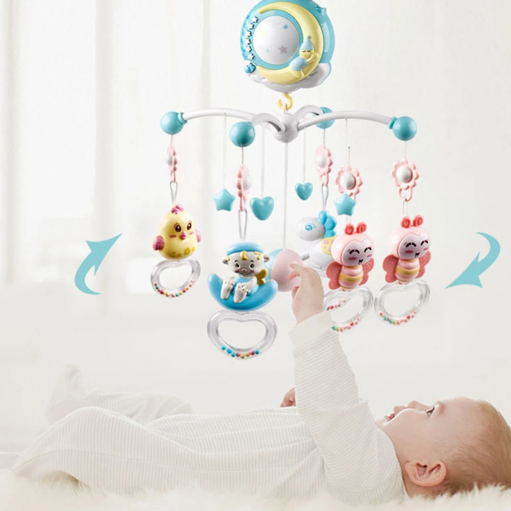 CYSINCOS детские погремушки в кроватку мобильные игрушки держатель вращающаяся Мобильная кровать колокольчик проекция Музыкальная Коробка для новорожденного мальчика девочки уход игрушки