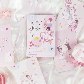 

30 Pcs/Set Cute Gentle Girl and Cat Paper Postcard Greeting Card Message Card Birthday Letter Gift Card