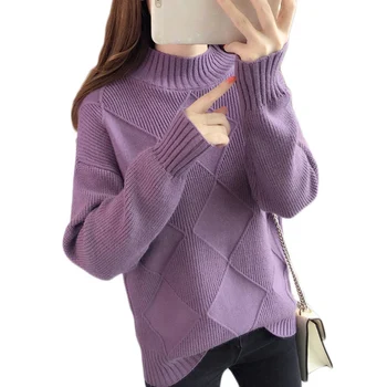 

Women's Sweater New Winter Fall Pullover Top Shirt Hick Long-sleeved Loose Sweater Top Camisola Malha Mulher