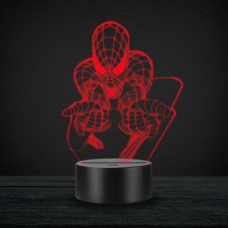 3D Marvel Ночной светильник светодиодный Luminaria настольная лампа супер герой фигура USB светильник ing вечерние друзья подарок капитан Железный человек Мститель JQ - Испускаемый цвет: Spiderman