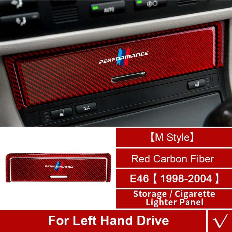 Для BMW E46 карбоновая накладка приборной панели для салона автомобиля Центральная панель управления коробка для хранения декор 1998-2004 3 серии - Название цвета: Red M style LHD