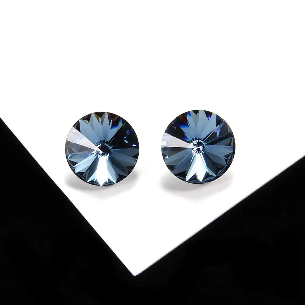 Серебряные серьги-гвоздики, 925 пробы, серебряные, коричневые/шампанские, Кристальные серьги-гвоздики для женщин, девушек, для свадебной вечеринки, хорошее ювелирное изделие - Цвет камня: ES0649g