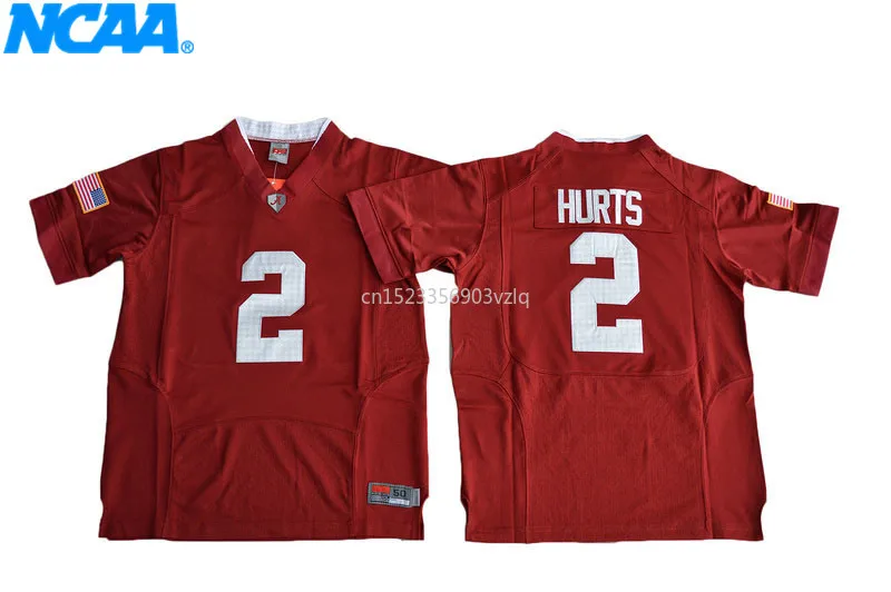 Новое поступление, высокое качество, Jalen Hurts футболка колледжа, Майки#2 Hurts, молодежные майки, S-XL