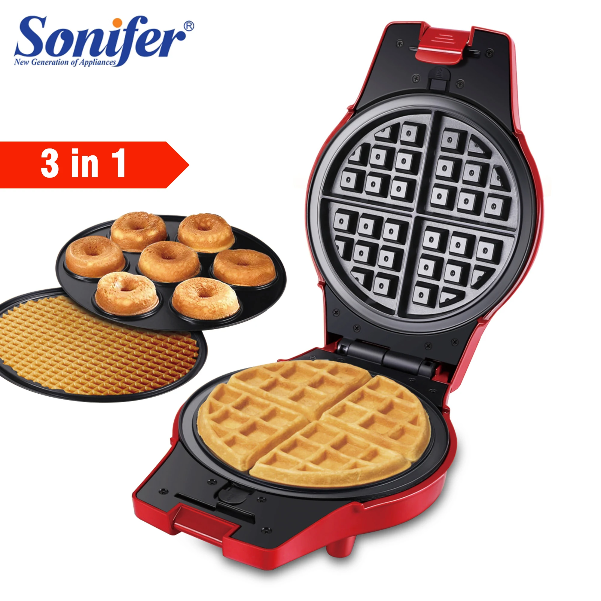 3 In 1 Waffles Maker Sandwiches Press Ice Cream Machine Cooking