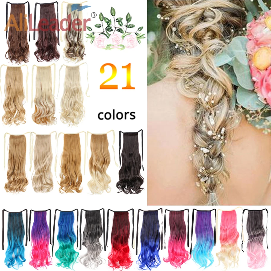 

Alieader Soft Ponytail Hair Extension For Women Colorful Synthetic Curly Pony Tail Hair Clip Drawstring Hair Extension 20 Inches