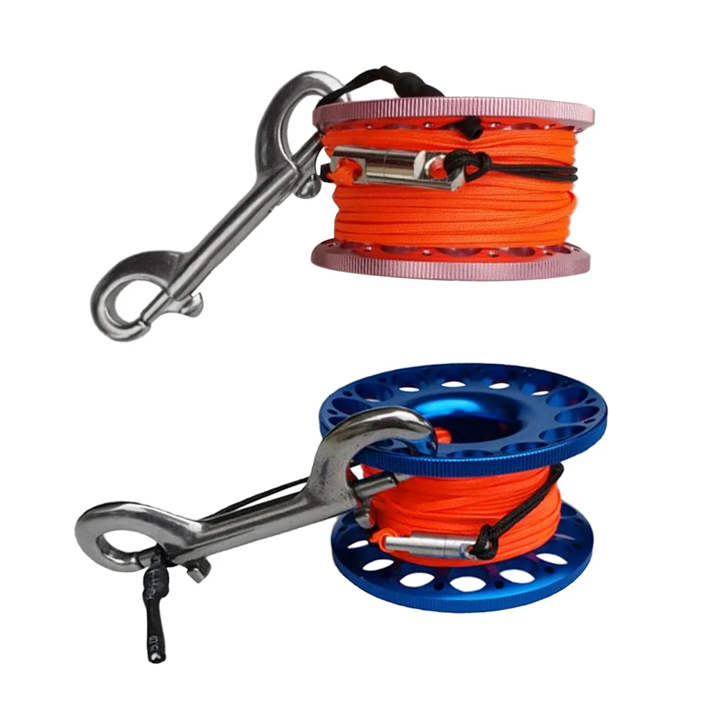 

2x Aluminum Alloy Scuba Diving Diver Finger Spool Compact Reel Line Blue+Pink Wheel
