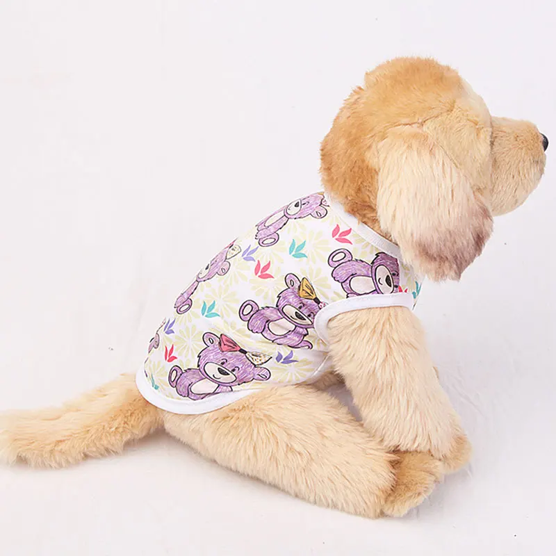 2021 Summer Cartoon Cat Vest Dog T-Shirts Print Pet Clothes Costume Cats Thin Clothing For Small Dogs Chihuahua Cute Puppy Vest