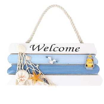 

Welcome Wall Crafts Wood Garden Door DIY Rural Style Sign Plaque Home Decoration Party Hanging Board Nautical Beach