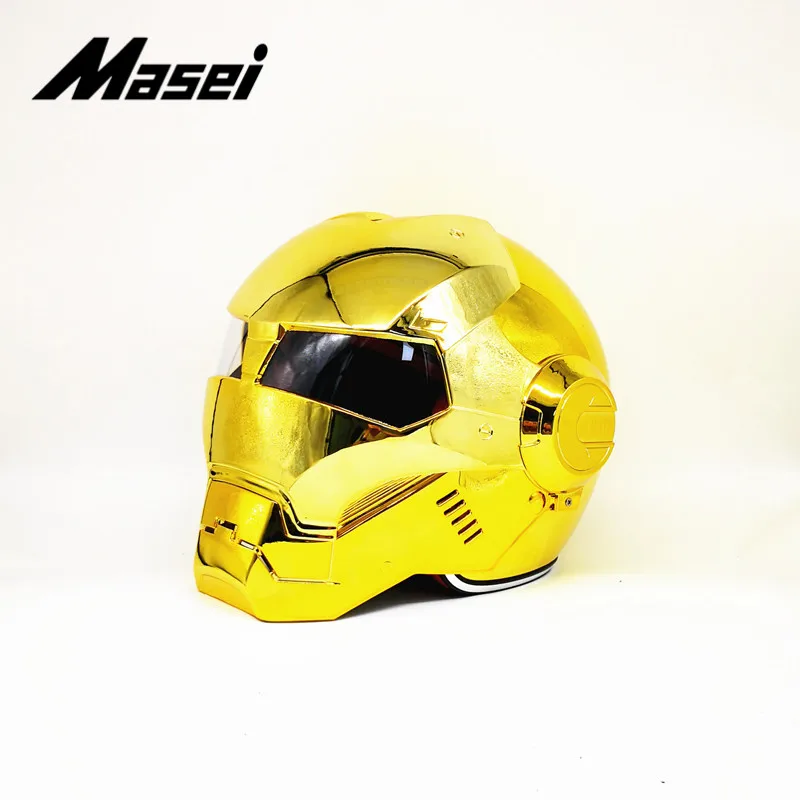 

Masei IRONMAN helmet motorcycle helmet half helmet open face helmet casque motocross car accessories sticker casco moto plating1