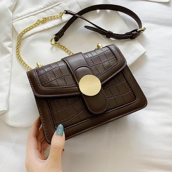 

Mini Stone Pattern PU Leather Crossbody Bags For Women 2020 Branded Chain Shoulder Handbags Women's Trend Vintage Hand Bag