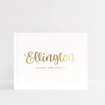 

Calligraphy White Wedding Guest Book Gold Foil Guestbook Custom Wedding Guest Book Alternatives Personalized Photo Book Ideas