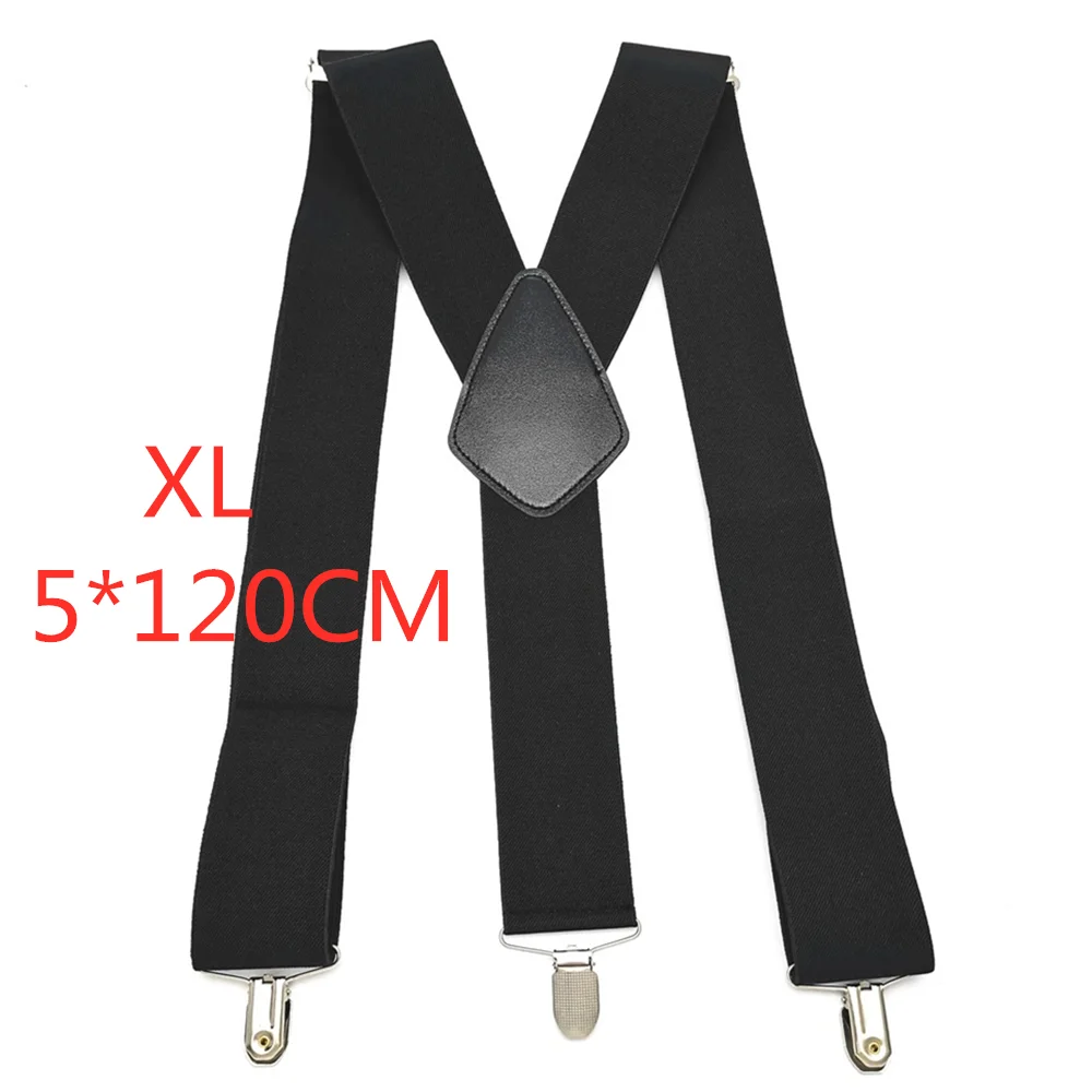 Black-120cm Большой размер 3 сильные защитные зажимы эластичная Подвеска для взрослых кожа крест Y назад мужские подтяжки удерживающие штаны рабочие подтяжки - Цвет: Black-120cm