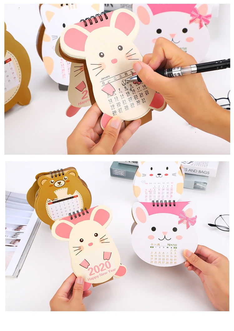 Креативный милый настольный календарь Kawaii мультяшные настольные календари офисный планировщик, подарок, школьные стационарные принадлежности, 00026