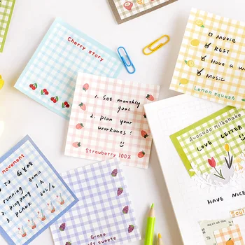 

100 Sheets Sweet Fruit Grid Series Memo Pad Message Notes Decorative Notepad Note Paper Memo Stationery Office Supplies