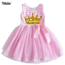 VIKITA/платье принцессы для девочек; Детские платья с единорогом для девочек; летние платья без рукавов; Детские платья-пачки; топы с героями мультфильмов для девочек; платье